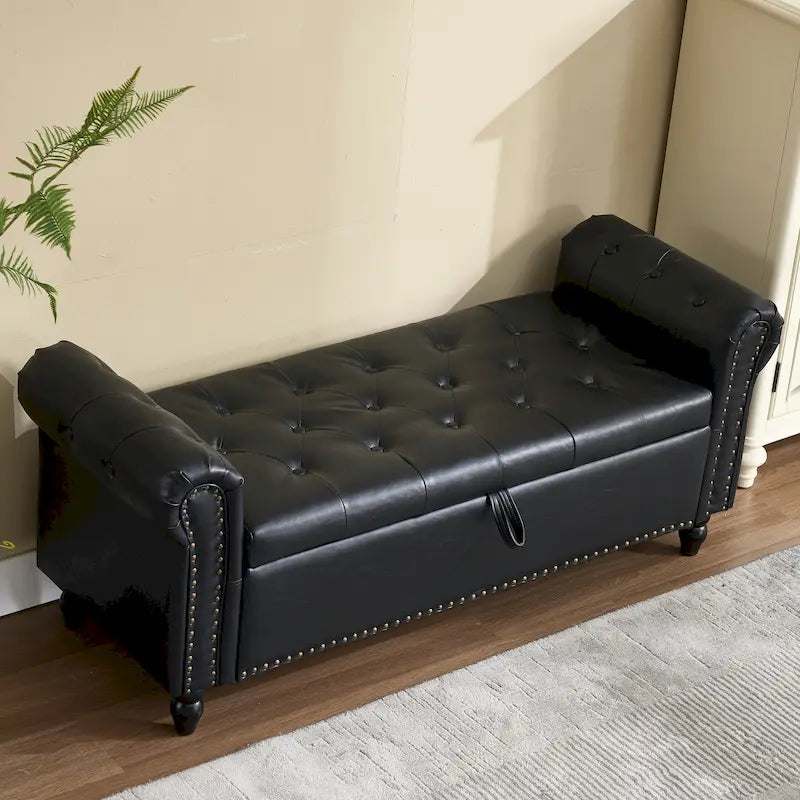 55.12 Pouf de rangement en tissu rembourré, capitonné, capacité de 125 kg, pour salon ou chambre à coucher