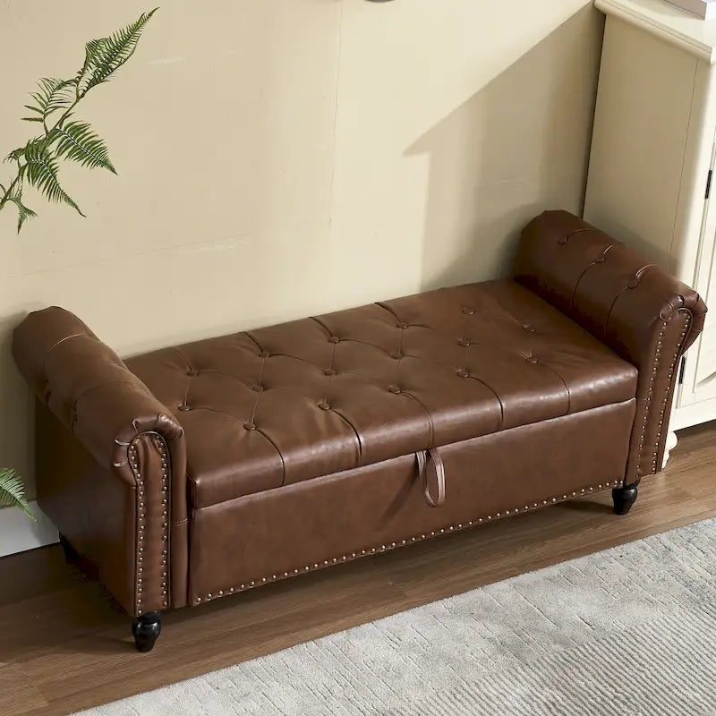 55.12 Pouf de rangement en tissu rembourré, capitonné, capacité de 125 kg, pour salon ou chambre à coucher
