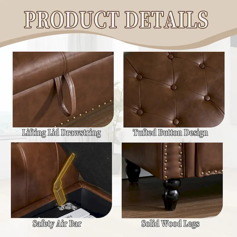 55.12 Pouf de rangement en tissu rembourré, capitonné, capacité de 125 kg, pour salon ou chambre à coucher