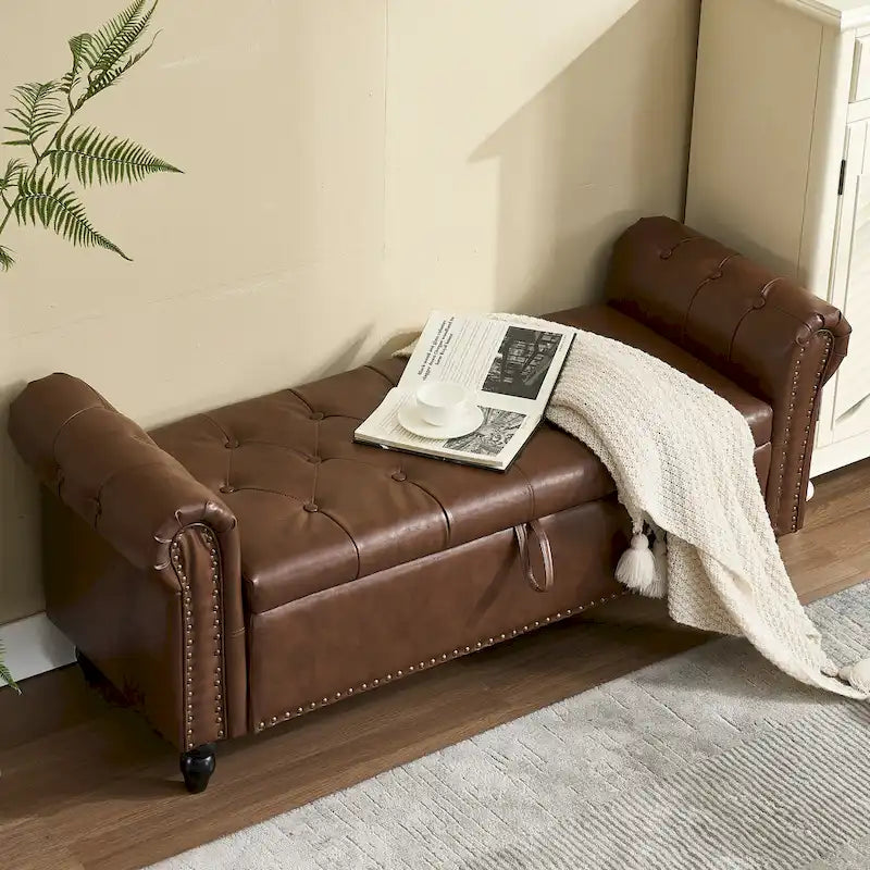 55.12 Pouf de rangement en tissu rembourré, capitonné, capacité de 125 kg, pour salon ou chambre à coucher