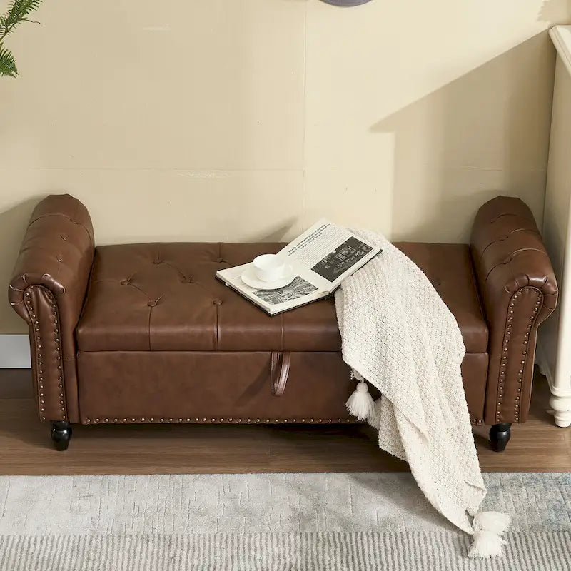 55.12 Pouf de rangement en tissu rembourré, capitonné, capacité de 125 kg, pour salon ou chambre à coucher