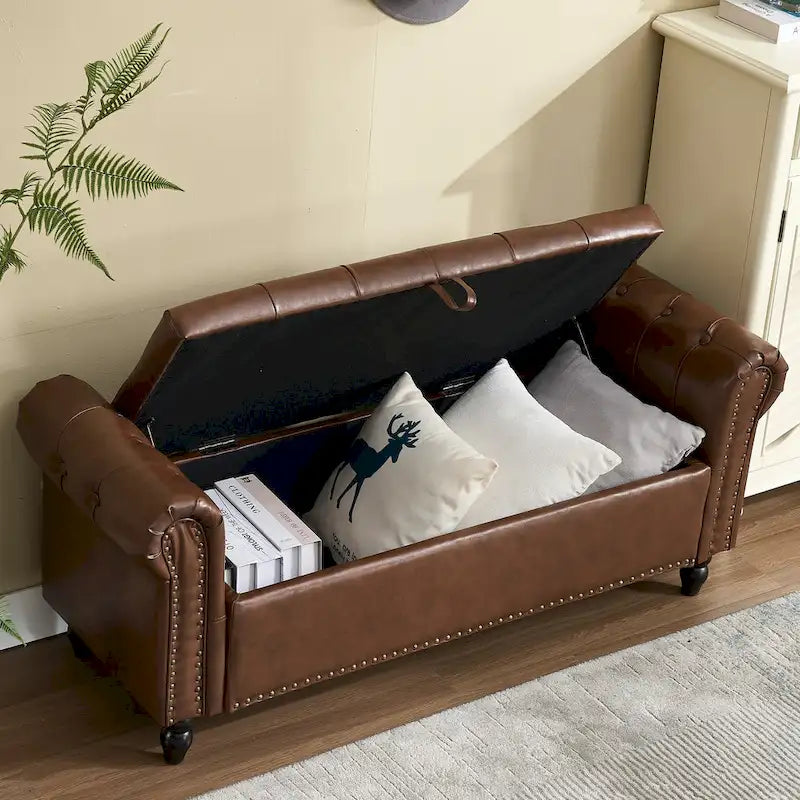 55.12 Pouf de rangement en tissu rembourré, capitonné, capacité de 125 kg, pour salon ou chambre à coucher