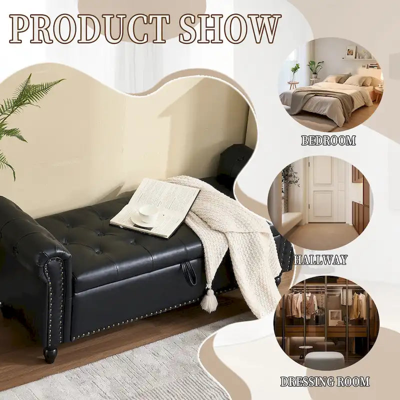 55.12 Pouf de rangement en tissu rembourré, capitonné, capacité de 125 kg, pour salon ou chambre à coucher