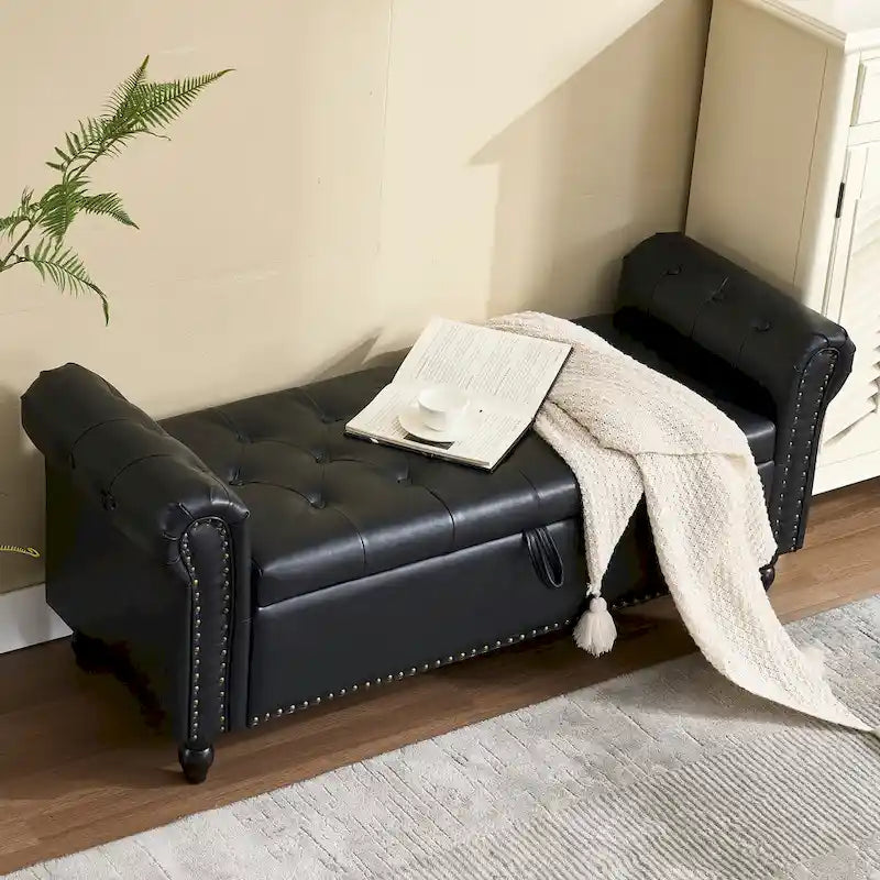 55.12 Pouf de rangement en tissu rembourré, capitonné, capacité de 125 kg, pour salon ou chambre à coucher