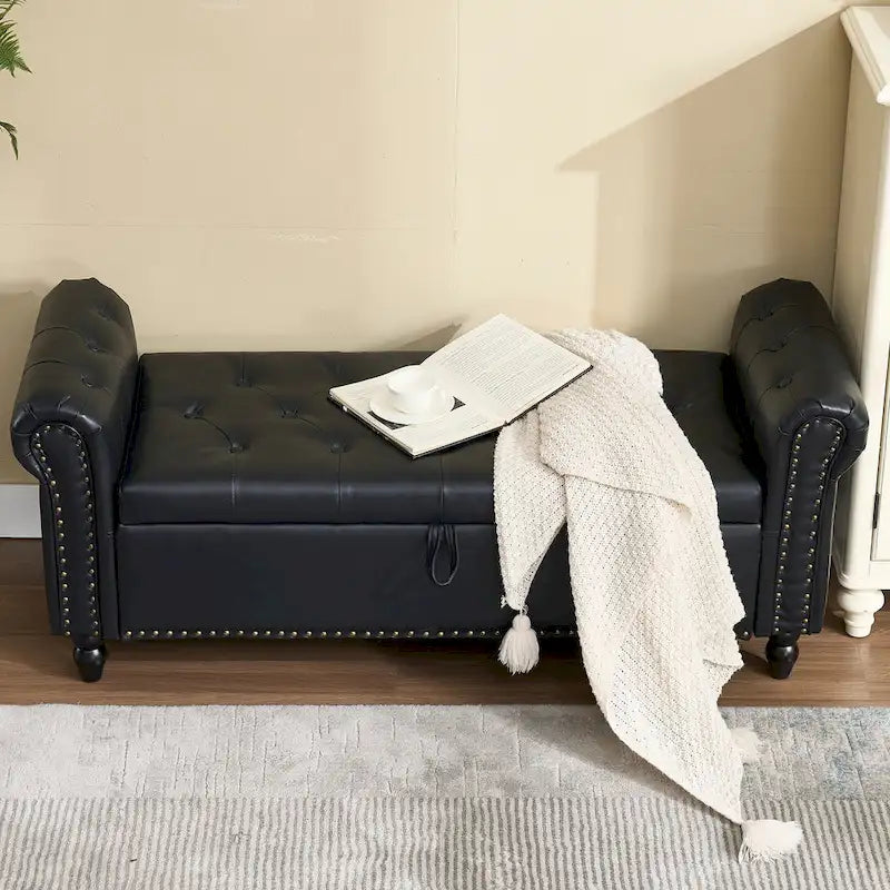 55.12 Pouf de rangement en tissu rembourré, capitonné, capacité de 125 kg, pour salon ou chambre à coucher