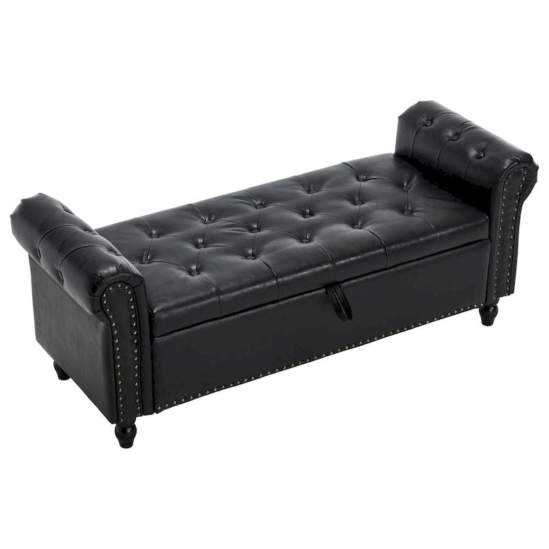 55.12 Pouf de rangement en tissu rembourré, capitonné, capacité de 125 kg, pour salon ou chambre à coucher