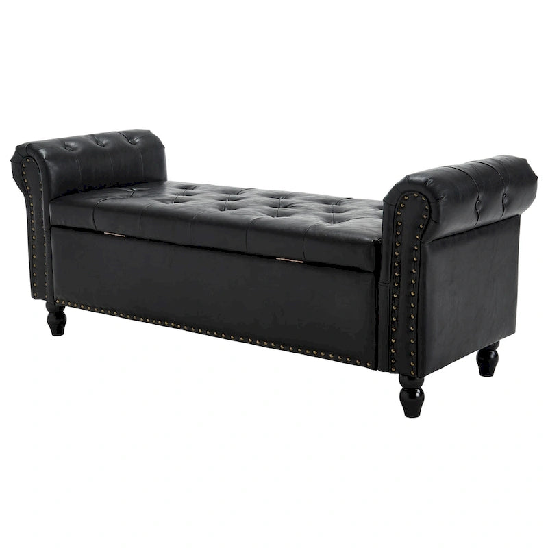 55.12 Pouf de rangement en tissu rembourré, capitonné, capacité de 125 kg, pour salon ou chambre à coucher