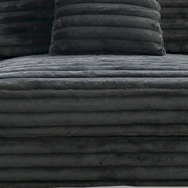 Fauteuil d'appoint Ezo sans accoudoirs, velours côtelé gris foncé, coussin moelleux