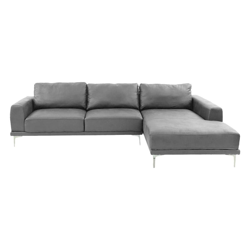 Kemy – Canapé d'angle en simili cuir gris 2 places avec méridienne