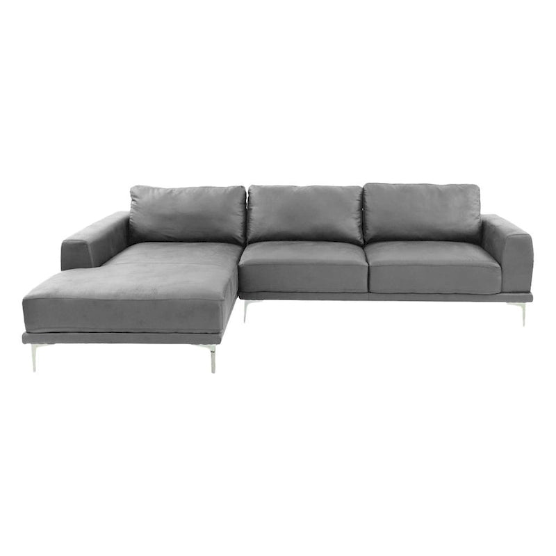 Kemy – Canapé d'angle en simili cuir gris 2 places avec méridienne