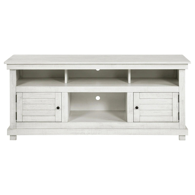 Meuble TV Ayne, 2 portes et 4 étagères, bois blanc 60 pouces