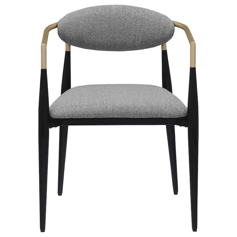 Ensemble de 2 fauteuils de salle à manger Exis, tissu gris moderne, métal noir élégant