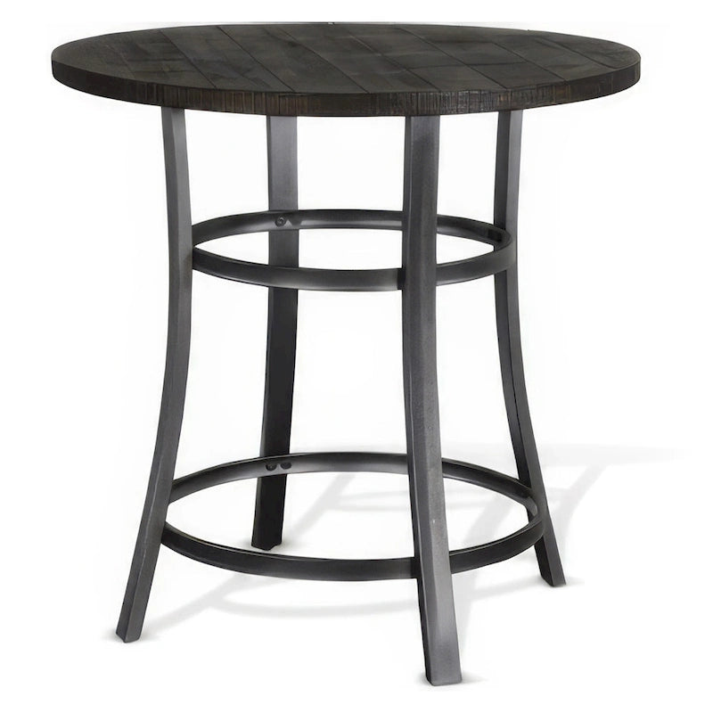 Table de comptoir ronde Flint de 36 pouces, acajou foncé avec métal