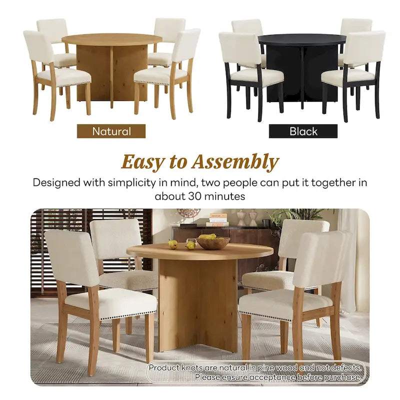 Ensemble table à manger ronde 4 personnes, ensemble de 5 pièces de cuisine avec table à manger ronde et 4 chaises de salle à manger rembourrées