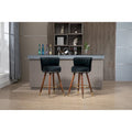 Lot de 2 tabourets de bar pivotants avec pieds en bois et repose-pieds, tabourets de cuisine rembourrés avec dossier