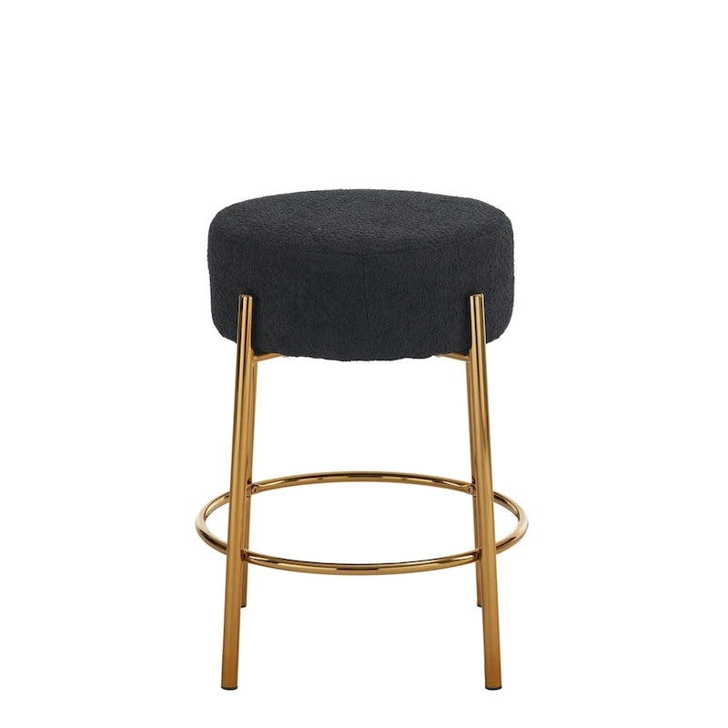 Tabourets de bar ronds (lot de 2), tabourets de cuisine rembourrés avec base en métal, tabourets de bar sans dossier hauteur comptoir