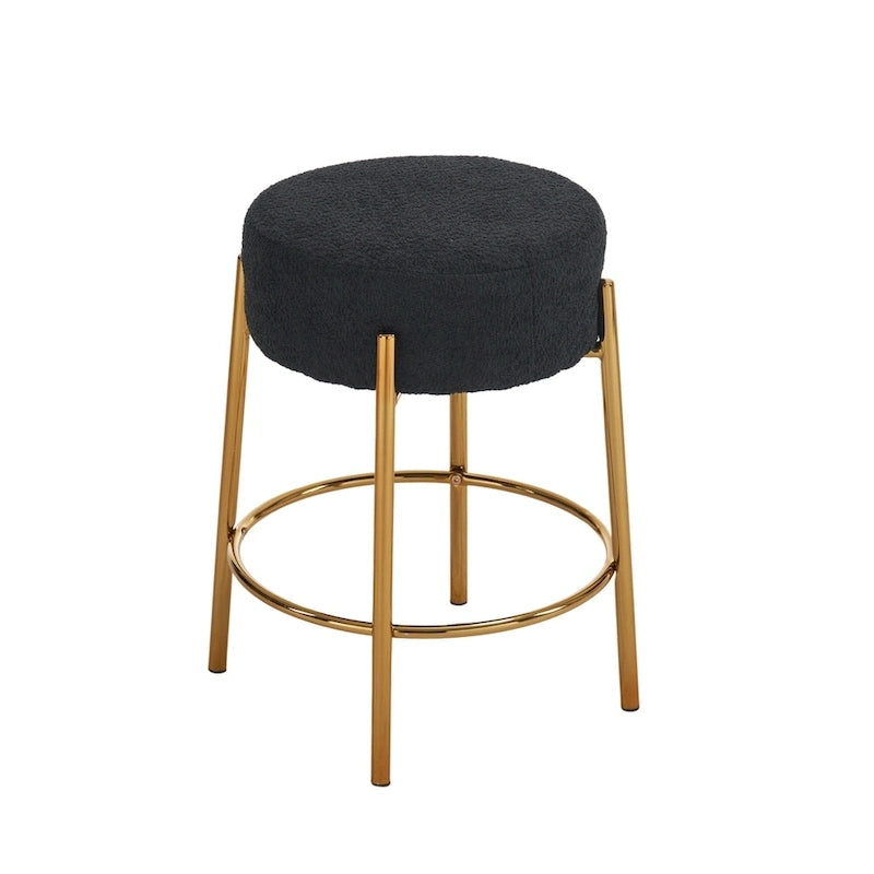 Tabourets de bar ronds (lot de 2), tabourets de cuisine rembourrés avec base en métal, tabourets de bar sans dossier hauteur comptoir