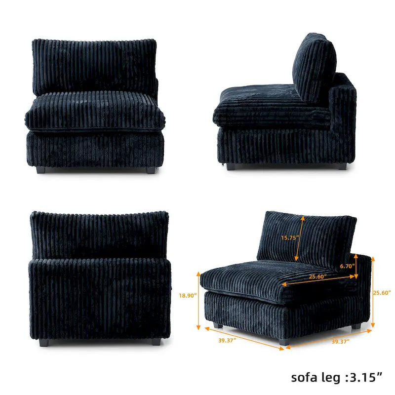 Canapé sectionnel modulaire en peluche douce 157,48 cm, 4 places, rembourré, pour salon