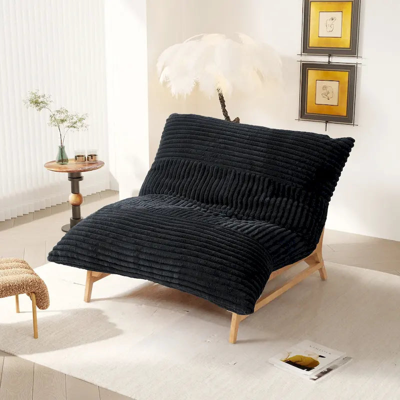 Fauteuil poire grand format, fauteuil poire moelleux avec cadre en bois massif, chaise longue confortable avec rembourrage en duvet