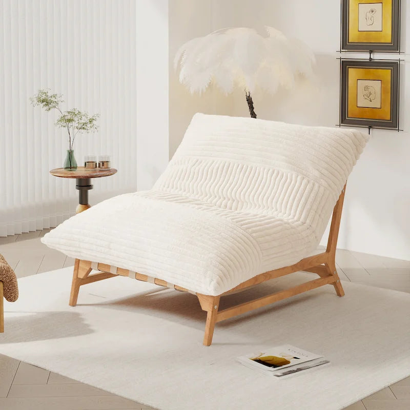 Fauteuil poire grand format, fauteuil poire moelleux avec cadre en bois massif, chaise longue confortable avec rembourrage en duvet