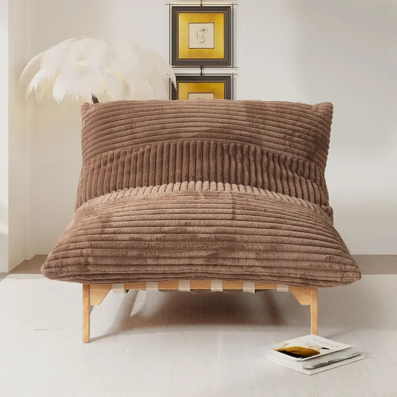 Fauteuil poire grand format, fauteuil poire moelleux avec cadre en bois massif, chaise longue confortable avec rembourrage en duvet