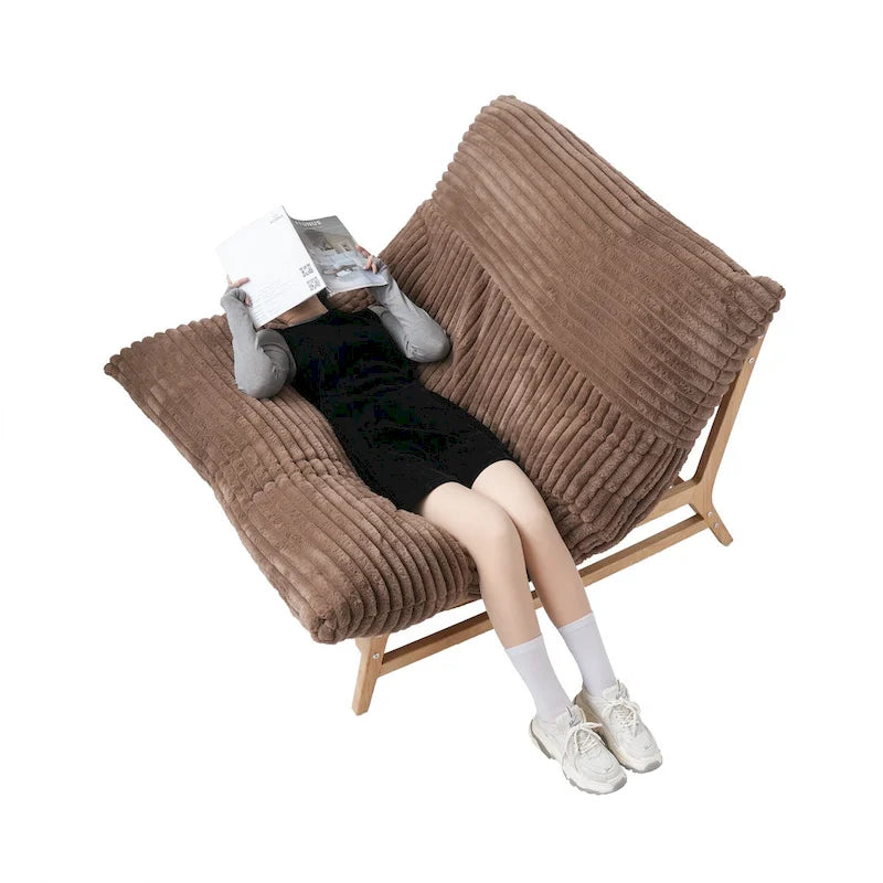 Fauteuil poire grand format, fauteuil poire moelleux avec cadre en bois massif, chaise longue confortable avec rembourrage en duvet