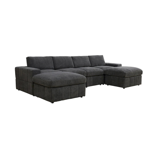 Canapé modulable en velours côtelé 6 pièces en forme de U de 132 W