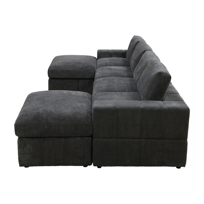 Canapé modulable en velours côtelé 6 pièces en forme de U de 132 W