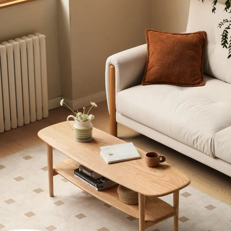 Christopher Knight Home - Table basse en chêne massif Hudson avec étagère de rangement pour salon et bureau à domicile
