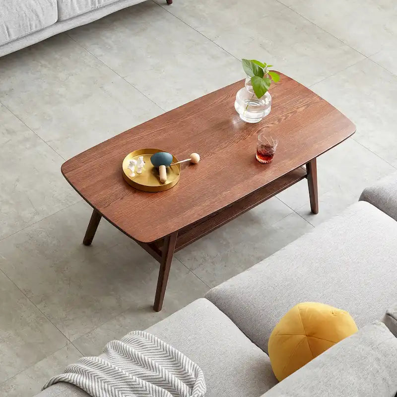 Christopher Knight Home - Table basse en chêne massif Hudson avec étagère de rangement pour salon et bureau à domicile