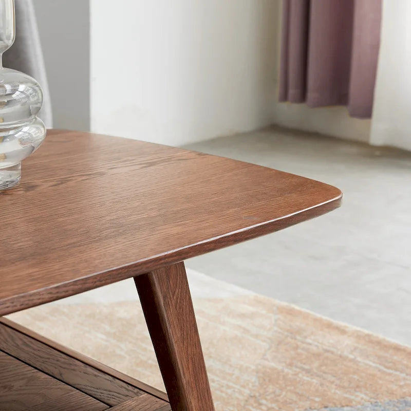 Christopher Knight Home - Table basse en chêne massif Hudson avec étagère de rangement pour salon et bureau à domicile