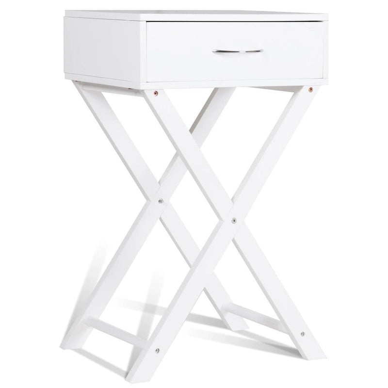 Costway Table de Chevet 2 Pièces avec Tiroir en X, Table d'Appoint Moderne