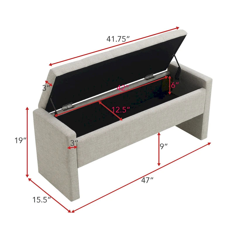 GDFStudio- Banc de lit Alice en mousse avec rangement