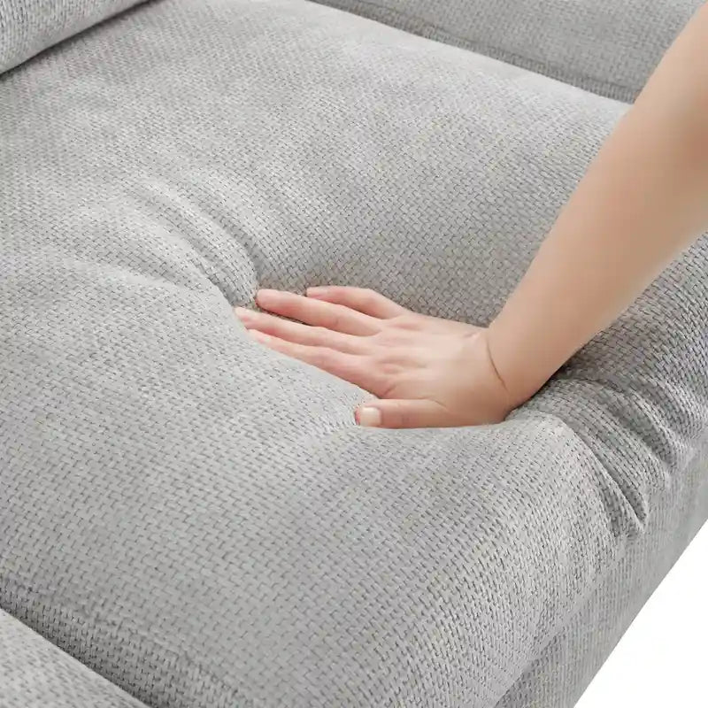 119 Grand canapé sectionnel en L 5 places avec méridienne et 2 coussins décoratifs pour salon