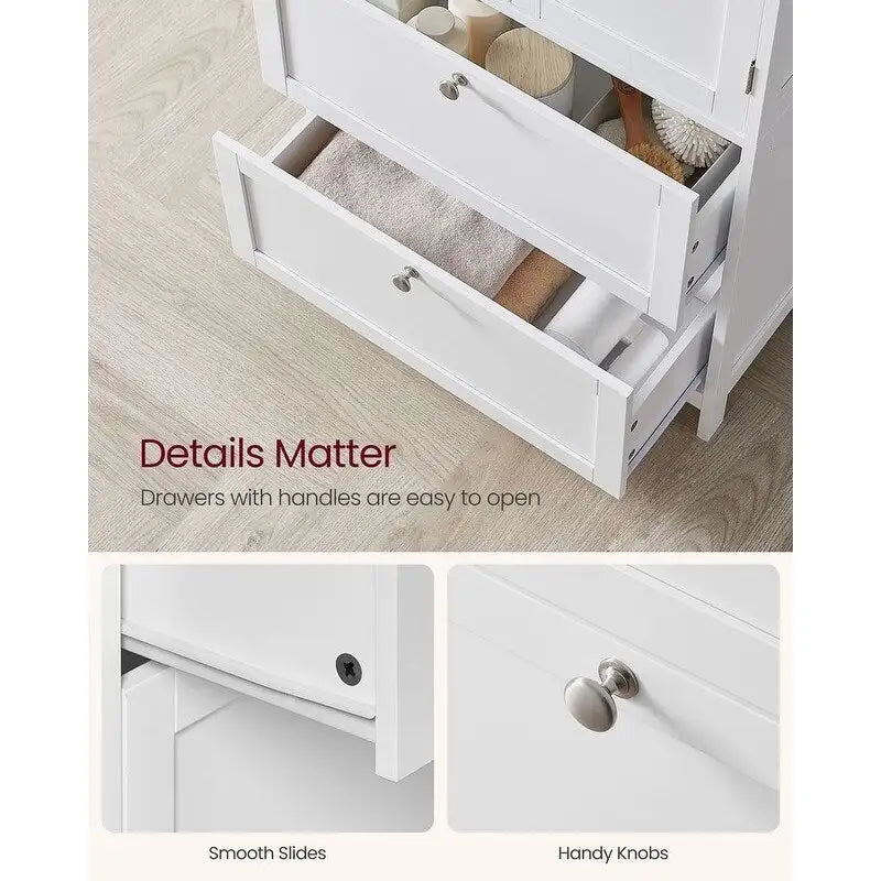 Meuble de rangement de salle de bain autoportant moderne et haut avec 2 tiroirs et étagère réglable - 11.8P x 23.6L x 43.3H