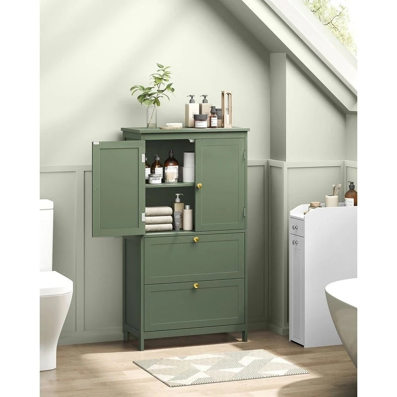 Meuble de rangement de salle de bain autoportant moderne et haut avec 2 tiroirs et étagère réglable - 11.8P x 23.6L x 43.3H