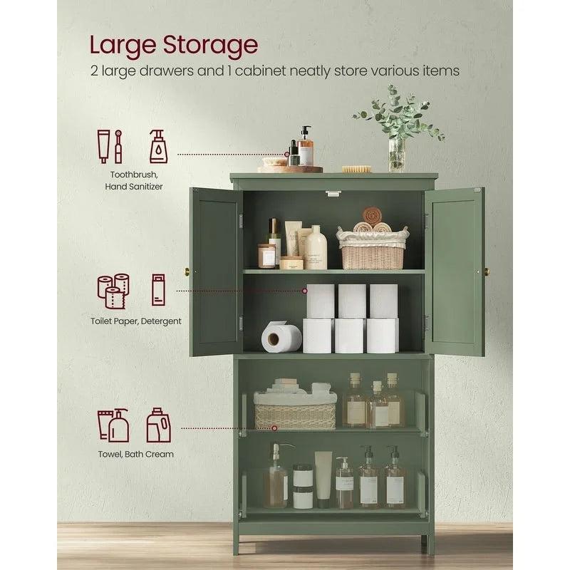 Meuble de rangement de salle de bain autoportant moderne et haut avec 2 tiroirs et étagère réglable - 11.8P x 23.6L x 43.3H