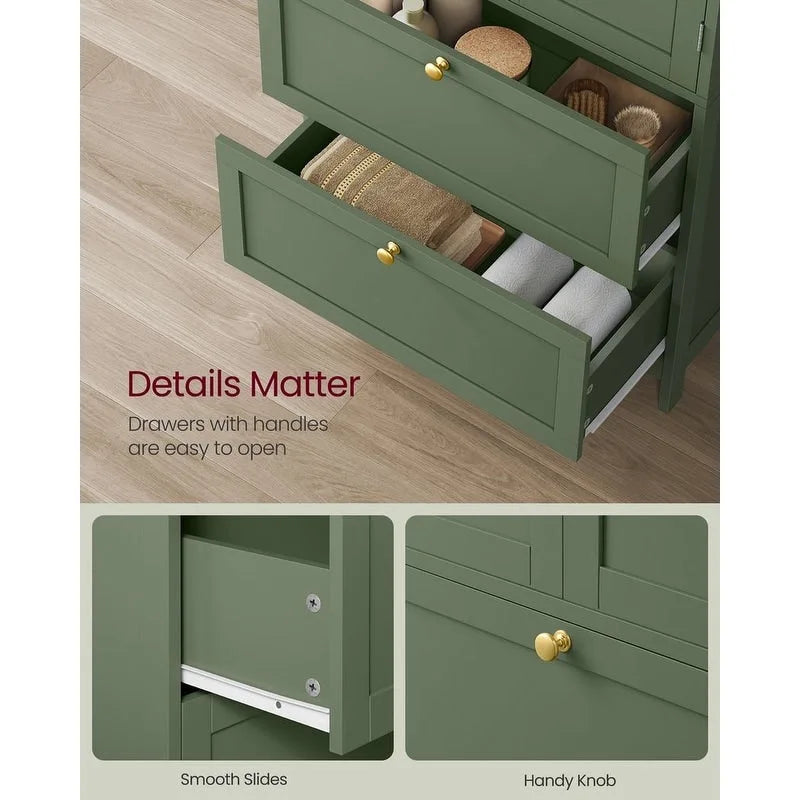Meuble de rangement de salle de bain autoportant moderne et haut avec 2 tiroirs et étagère réglable - 11.8P x 23.6L x 43.3H