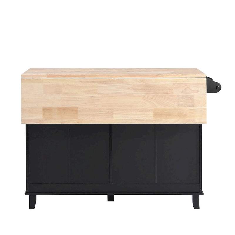 Ensemble d'îlot de cuisine TOPMAX avec abattant et 2 tabourets, ensemble de table à manger avec étagère réglable, tiroirs et porte-serviettes