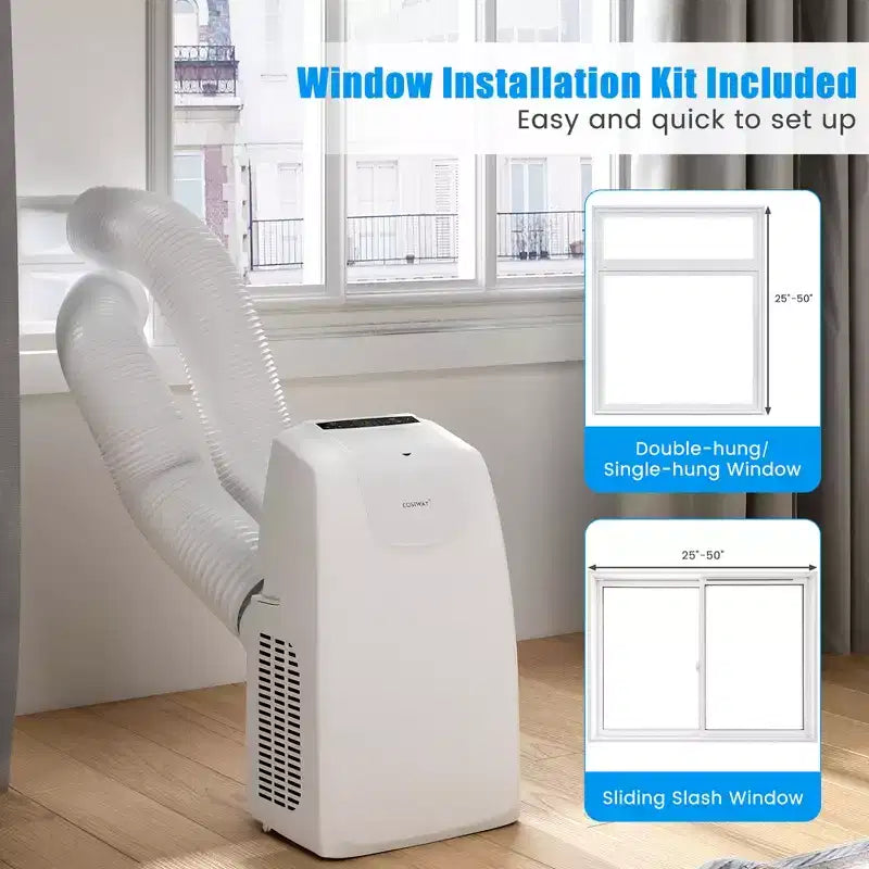 Climatiseur portable Costway 8000 BTU (11 500 BTU ASHRAE) à double tuyau 3 en 1 avec télécommande