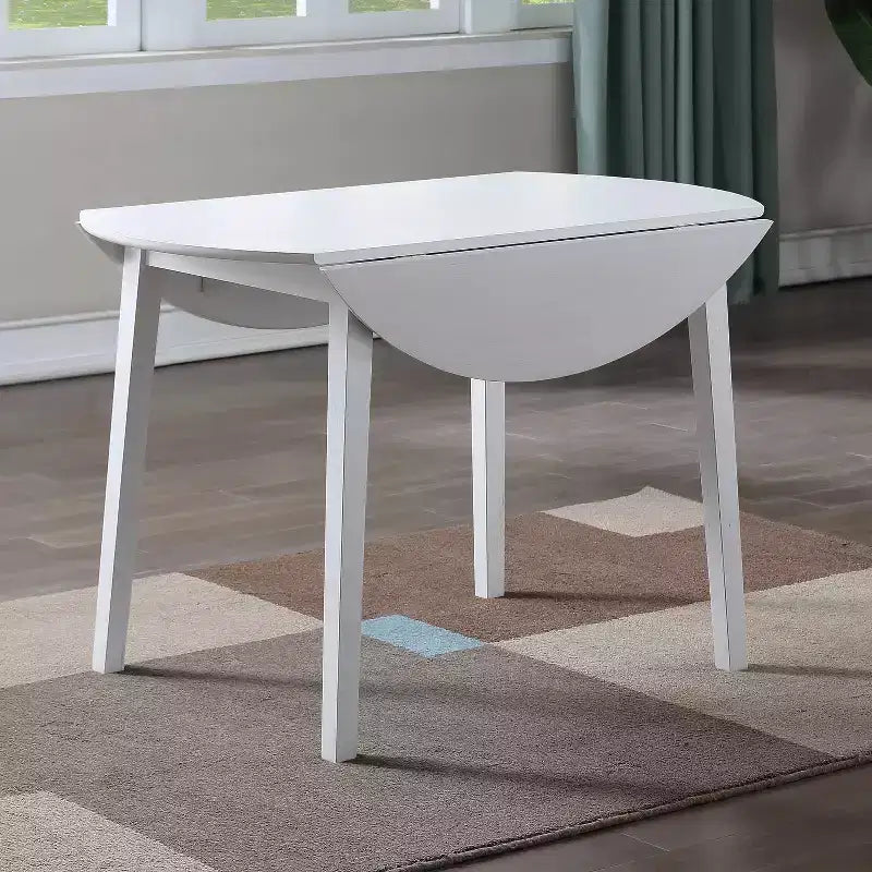 Drop Leaf Dining Table, White, Extendable, Space-Saving, CSA Certified, Seats 4