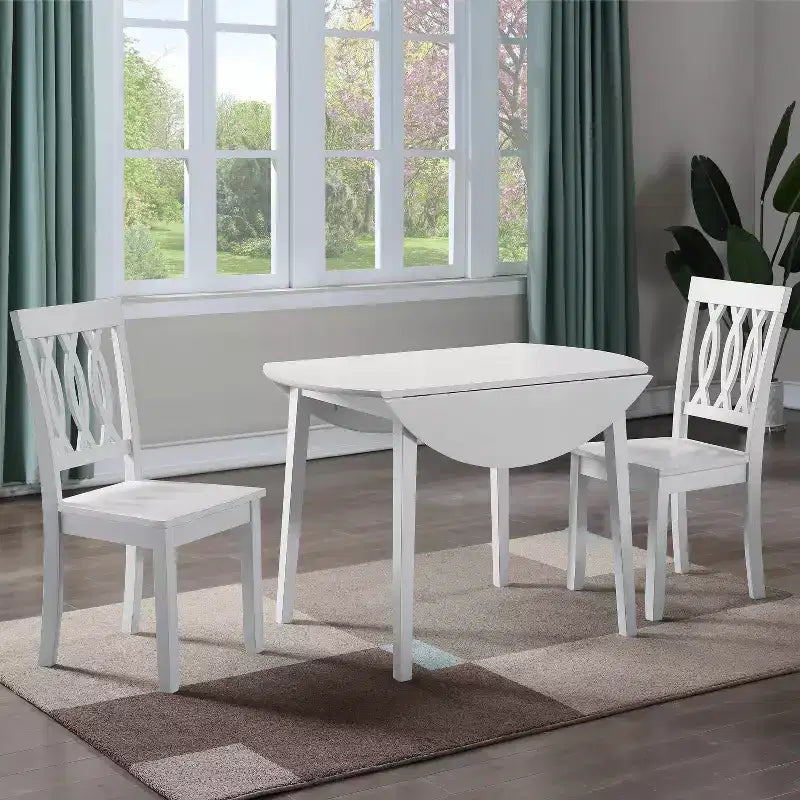 Drop Leaf Dining Table, White, Extendable, Space-Saving, CSA Certified, Seats 4