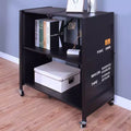 35" Steel Folding Bookcase with Wheels, Black, 2-Shelf Industrial Storage