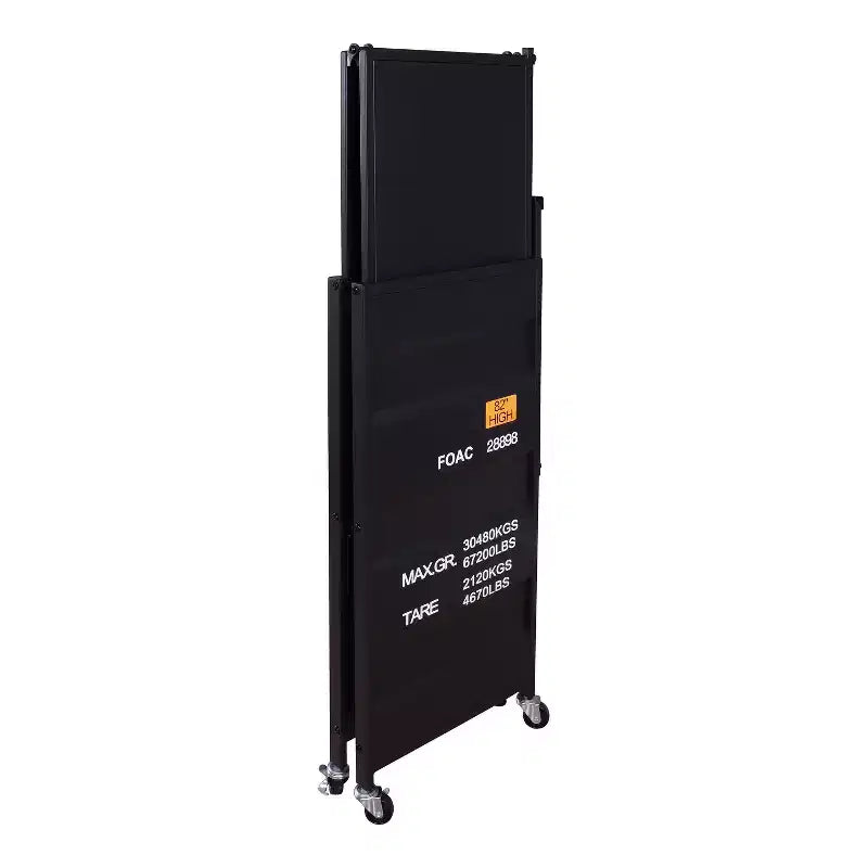 35" Steel Folding Bookcase with Wheels, Black, 2-Shelf Industrial Storage