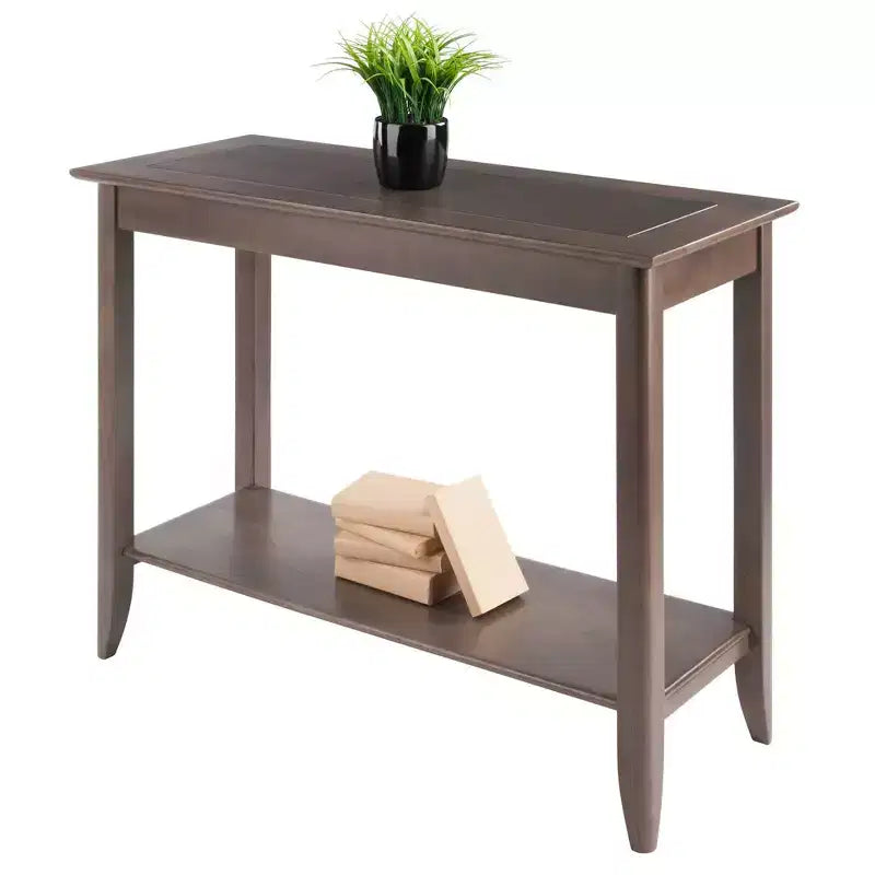 Console Hall Table, Oyster Gray, Entryway Furniture with Shelf, Wood Veneer Sofa Table