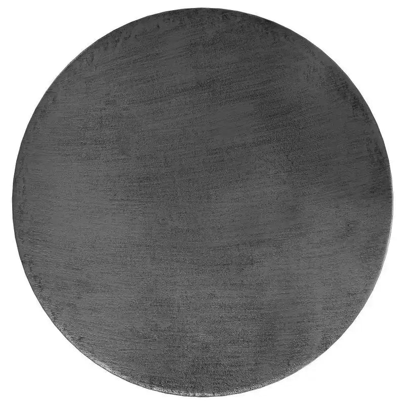 Round Metal Coffee Table, Antique Silver with Hammered Texture, No Assembly Required