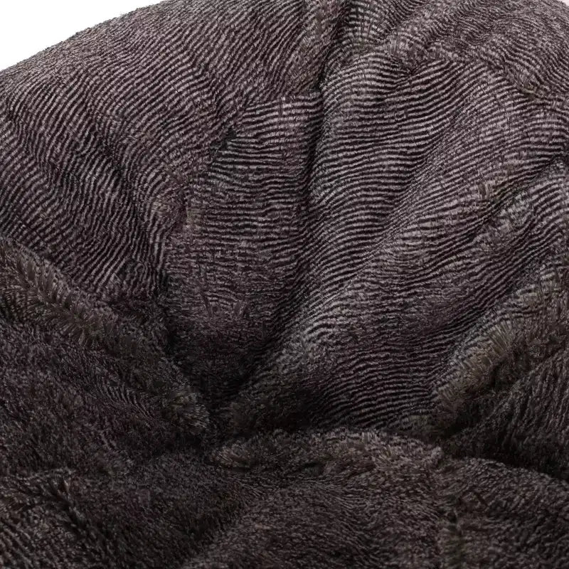 34 Inch Modern Glam Faux Fur Winter Bean Bag, Brown and Beige