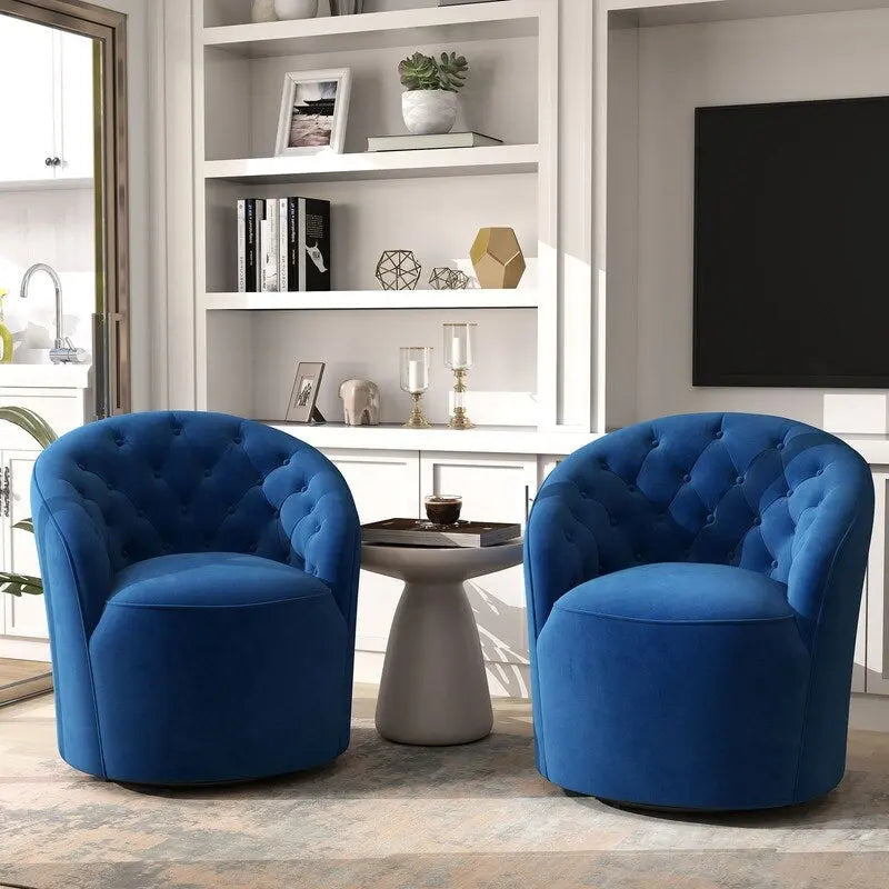 SEYNAR Fauteuil pivotant à 360 degrés en velours moderne avec dossier capitonné - Lot de 2