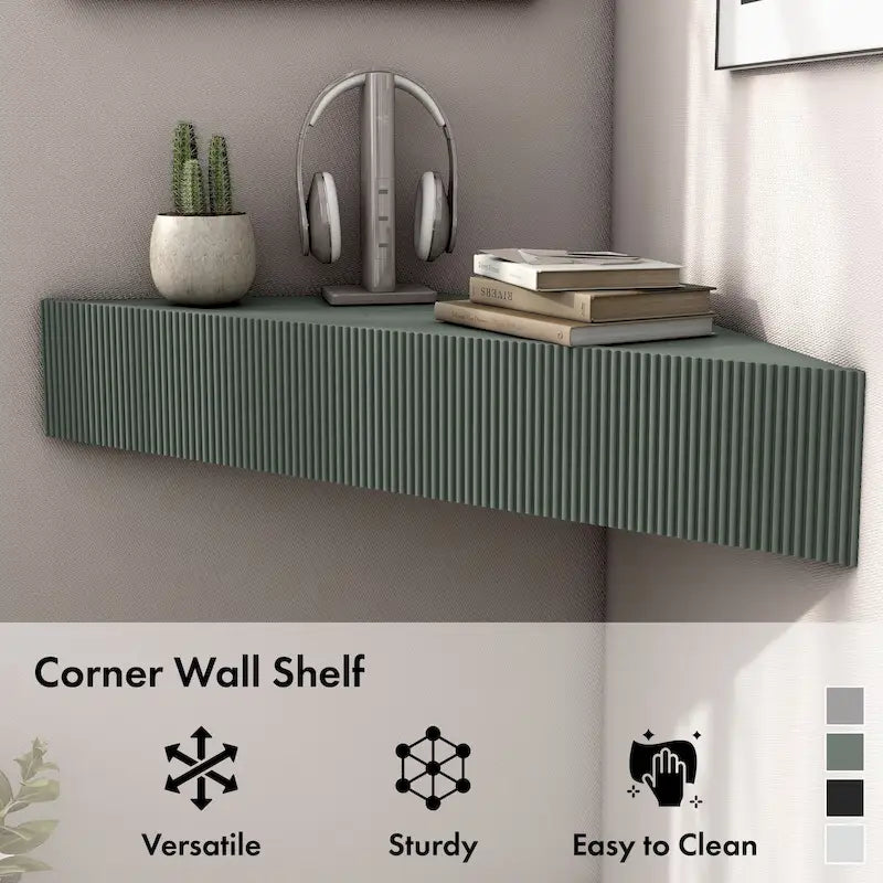 Meuble TV d'angle flottant 47", 3 étagères, style transitionnel, fixation murale peu encombrante