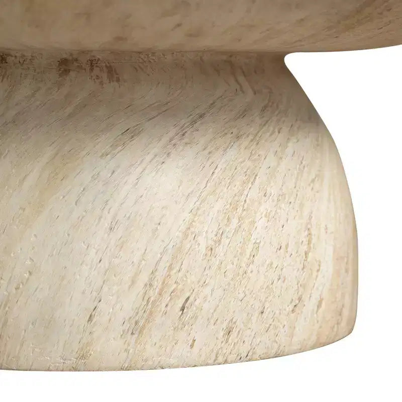 Table basse piédestal ronde en Fiberstone, table d'appoint sculptée pour l'intérieur et l'extérieur avec patins antidérapants